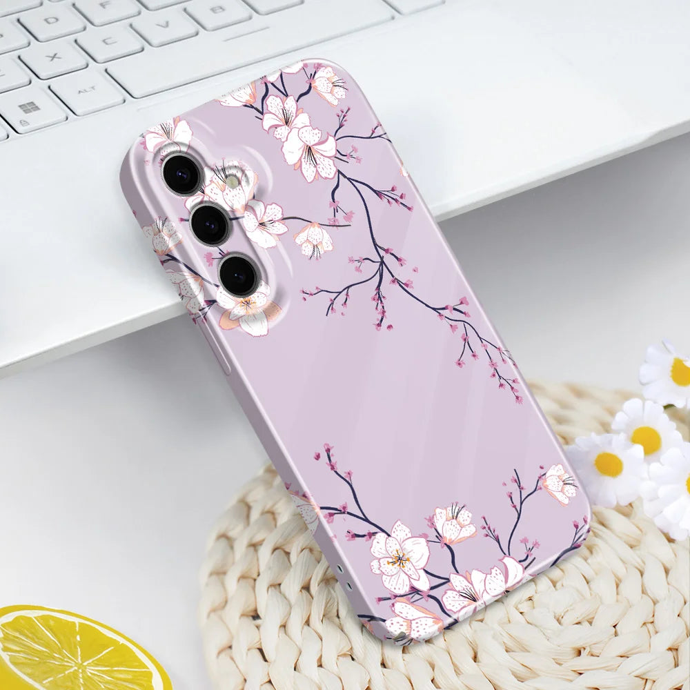Fallen Plum Blossoms Phone Case For Samsung Galaxy S25 S24 S23 S22 S21 S20 Plus Ultra FE 5G Film Hard Cover