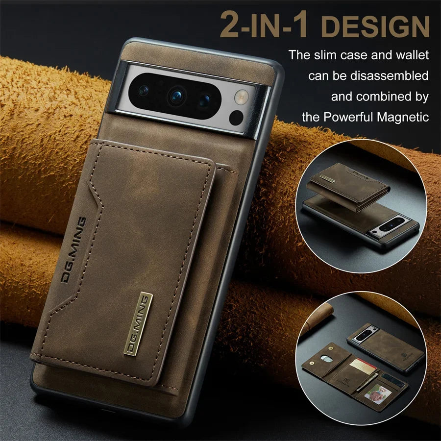 Luxury Magnetic Leather Wallet Case for Google Pixel 9 Pro 8 7 7A 6 6A Fold Pixel9 XL Pixel7 Kickstand Credit Card Holder Cover