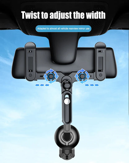 Universal Magnetic Car Mirror Mobile Phone Holder – 360° Rotation, Adjustable – For Car Navigation
