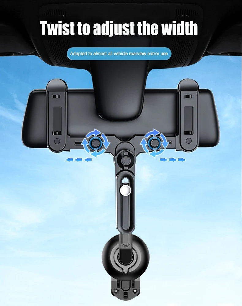 Universal Magnetic Car Mirror Mobile Phone Holder – 360° Rotation, Adjustable – For Car Navigation