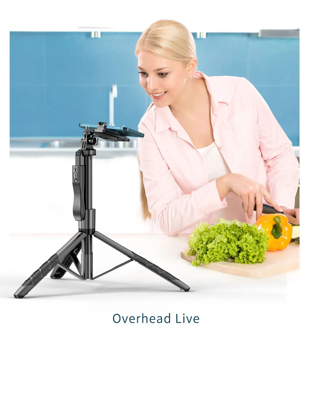 1.55m Extendable Wireless Selfie Stick Tripod with Bluetooth Remote for iPhone Android GoPro,360°Rotation Phone Stand for Videos