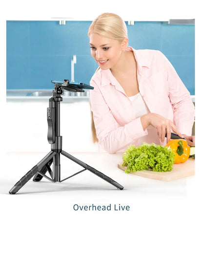 1.55m Extendable Wireless Selfie Stick Tripod with Bluetooth Remote for iPhone Android GoPro,360°Rotation Phone Stand for Videos