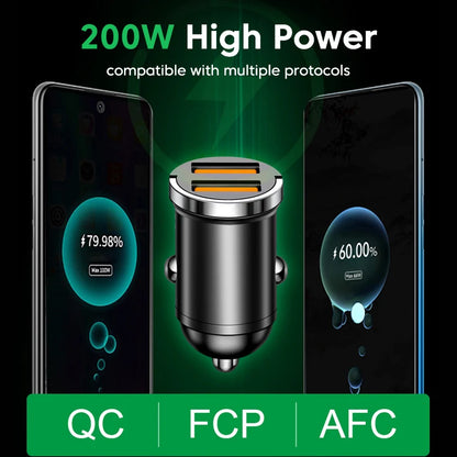 200W Dual USB Car Charger Pull Ring Fast Charging Car Phone Charger Adapter For Xiaomi Samsung Mini Car Charger