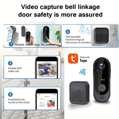 Tuya WiFi Home Smart Video Doorbell Outdoor Bidirectional HD Door Eye Camera 1080P Support SD Card Cloud Storage Waterproof