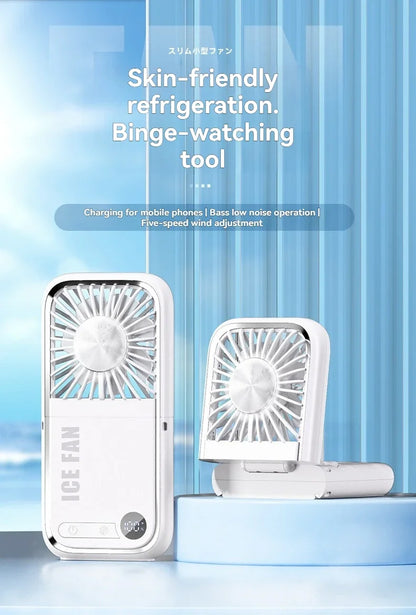 Summer Portable Ultra-thin Neck Small Fan F30 USB Charging Semiconductor Refrigeration Infinity Handheld Icing Fan