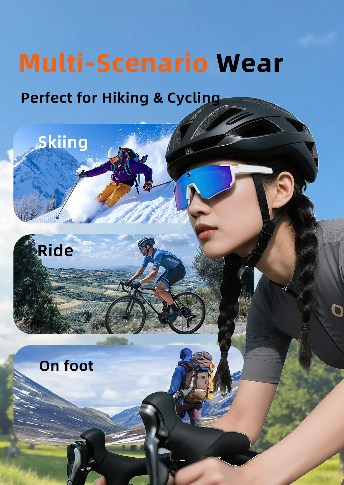4K Polarized Sunglasses AI Smart HD 800W Camera Bluetooth Call Translation for Men Cycling Anti Glare Driving UV400 IP54 Goggles