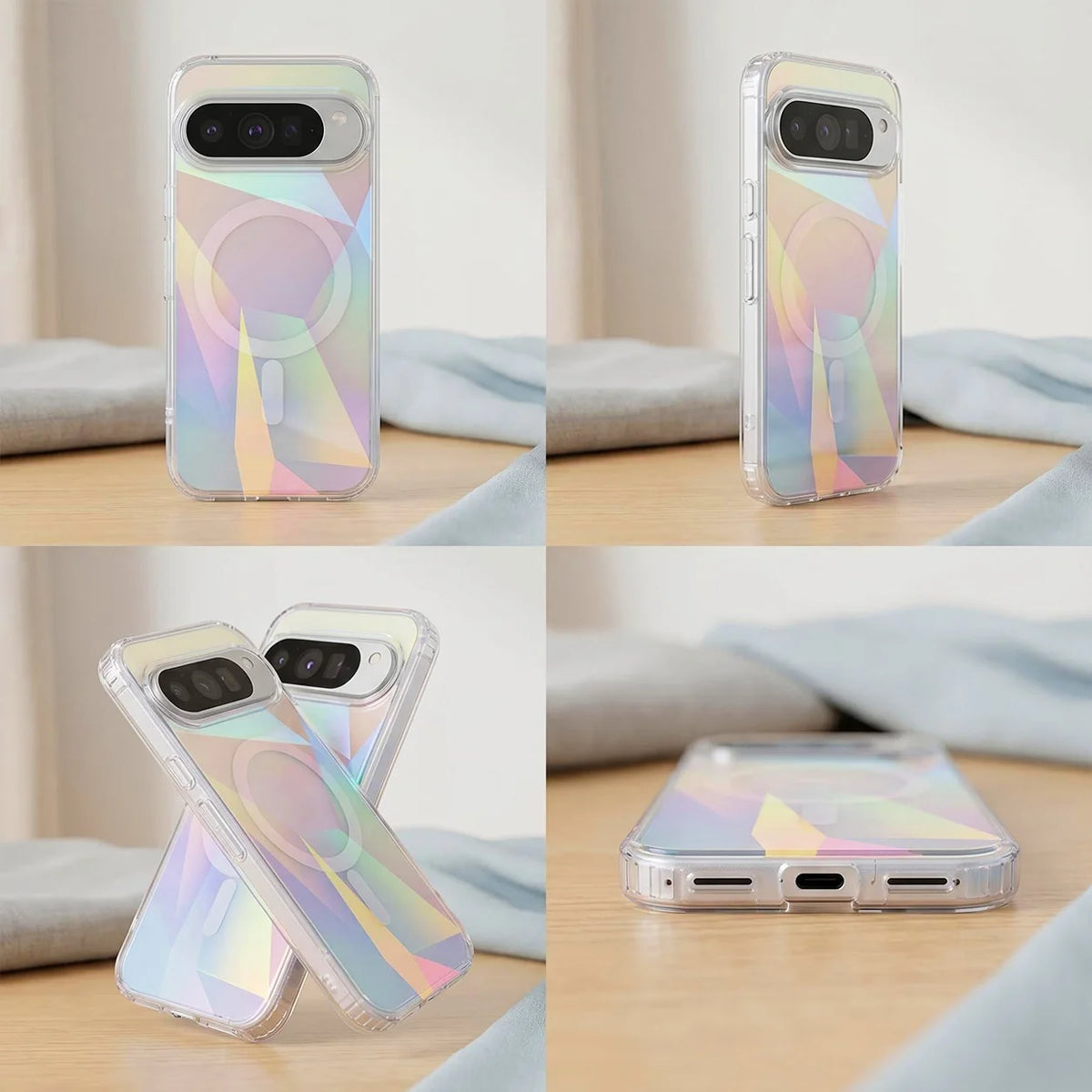 Clear Rainbow Magnetic Phone Case For Google Pixel 11 10 9 Pro XL A For Magsafe Wireless Charge Shockproof Bumper Tough Cover