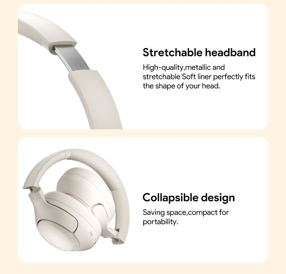 QCY H3 ANC Hi-Res Audio Wireless Bluetooth 5.4 Headphones Over Ear Headset 60Hrs 43dB Hybrid Active Noise Cancellation Earphone