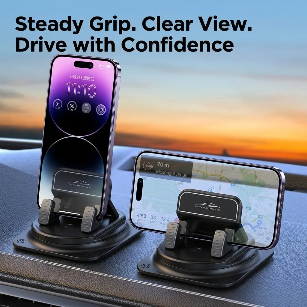 Car Dashboard Phone Holder Anti Slip Silicone Pad 360 Degree Rotation Head Up GPS Navigation Bracket Auto Accessories