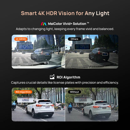 70mai A810S 4K Dash Cam IMX678 Dual HDR Supercapacitor 4G LTE Remote Control Wi-Fi 6 5GHz Voice Control GPS ADAS Car Camera