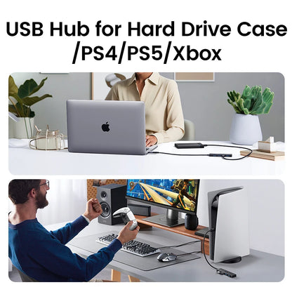 UGREEN USB3.0 HUB 4 Ports USB-A Splitter Slim USB Expander for Mouse Keyboard Flash Drive U Disk Printer and Laptop PC PS5 Xbox
