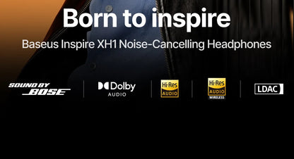 Baseus Inspire XH1 Sound by Bose ANC Wireless Headphone Bluetooth 6.1 48dB Adaptive Noise Cancellation Headset Hi-Res LDAC 100Hr
