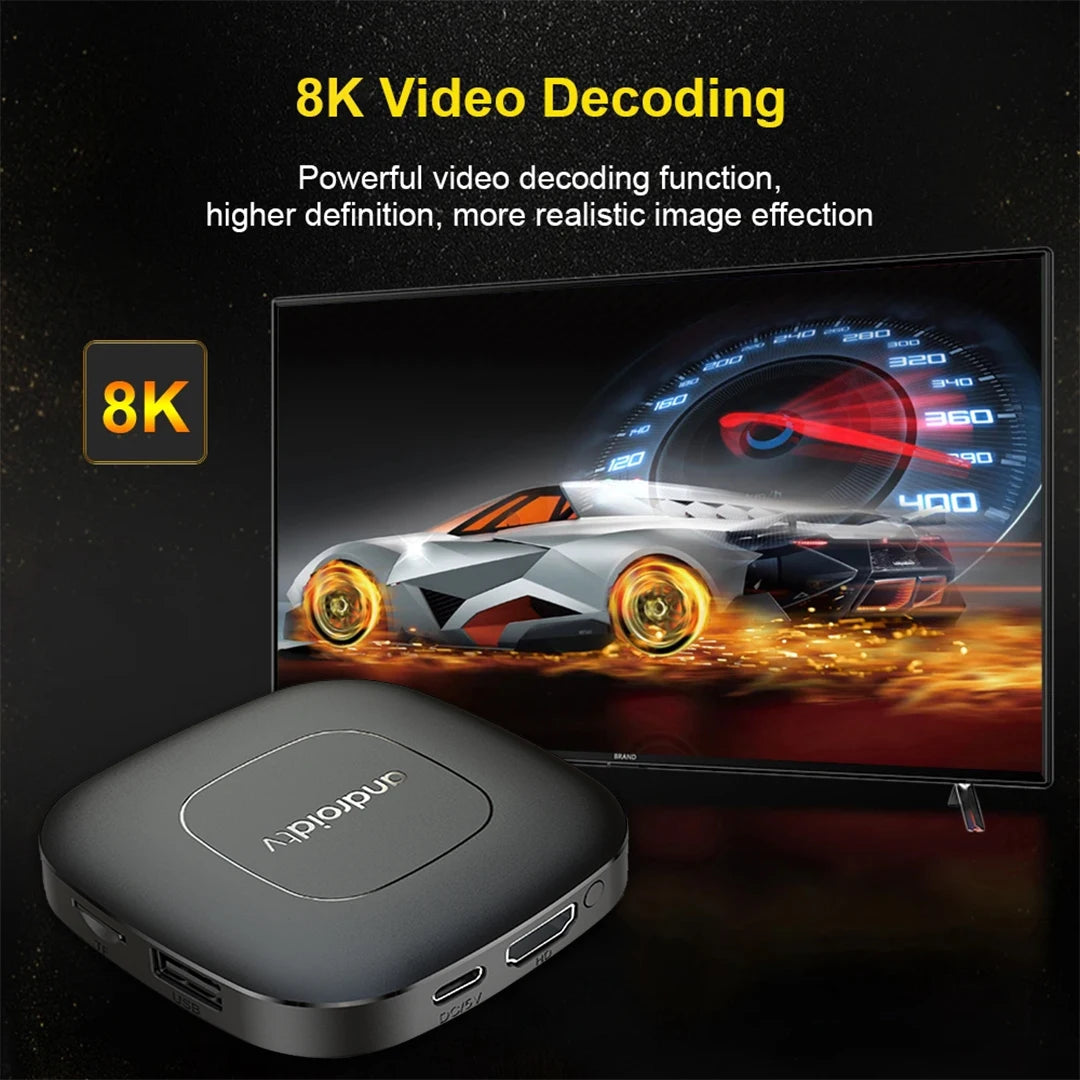 T1 Android 16 TV Box Support Dual Band Wifi BT5.4 8K HD Video Max Memory 128GB Voice Remote Suitable for Home TV Media Playback
