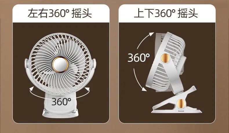 Portable USB Clip-On Fan for Office Desk Quiet Design for Dormitory Students Baby Stroller Bedside Small Tabletop Fan
