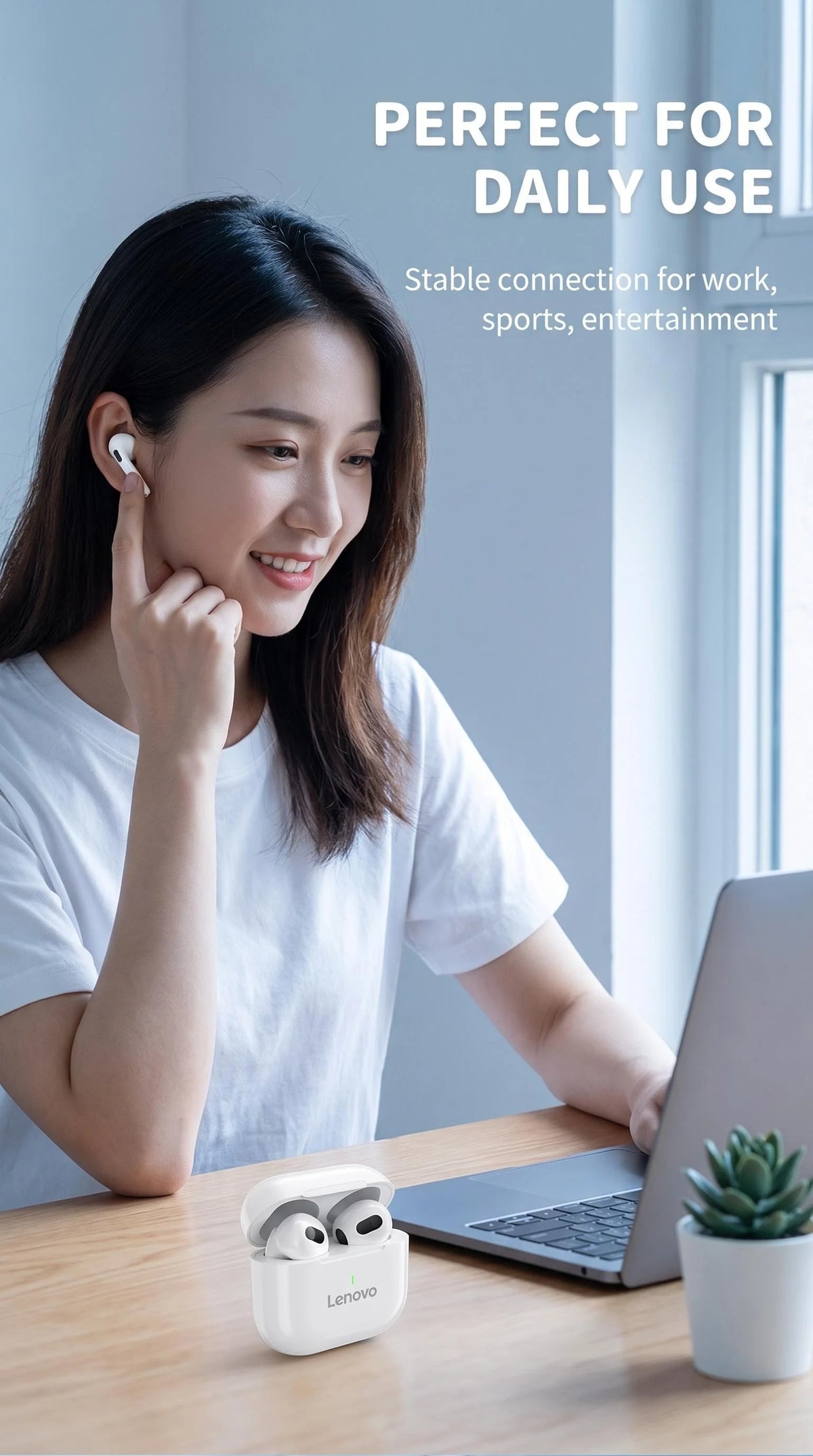 Original Lenovo A6 PRO TWS Wireless Earphone Bluetooth 5.0  HD Calls Touch Control Earbuds Gaming Headphones With Mic