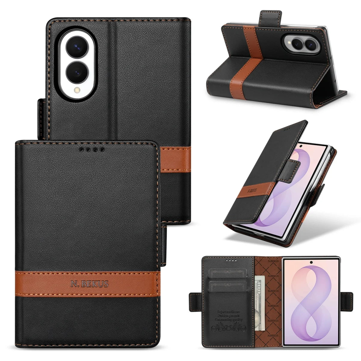 Business Luxury Leather RFID Wallet Card Solt Phone Case for Samsung Galaxy Z Fold8 Ultra Fold 4 5 6 7 8 Flip Protective Cover