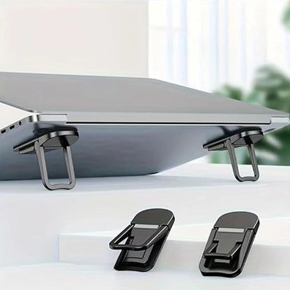 Set of 2 Adjustable Laptop Supports Foldable Two-Gear Height Notebook Riser Portable Desktop Elevated Holder for Home Office