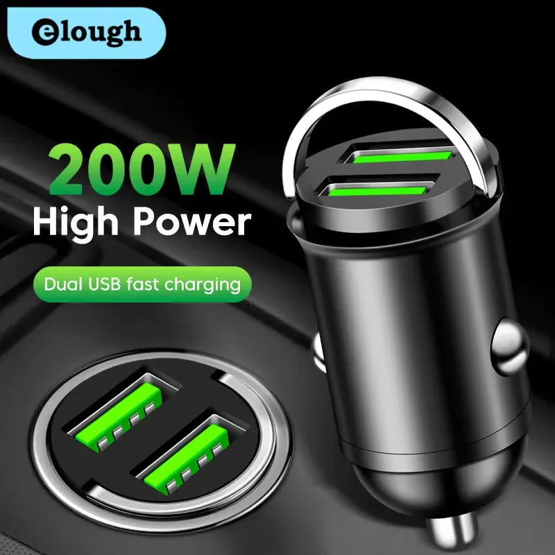 100W/200W QC3.0 PD Mini Car Charger 12-24V Lighter Fast Charging Car USB Type C Charger for Xiaomi Samsung Huawei iPhone Power