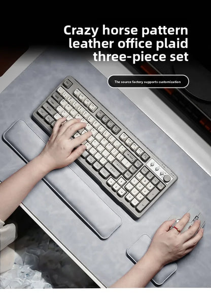 Desk Mat Waterproof PU Mouse Pad Large Mousepad Laptop Non-slip Desk Pad Keyboard Mats Mouse Mat Mouse Wrist Guard Three Pieces