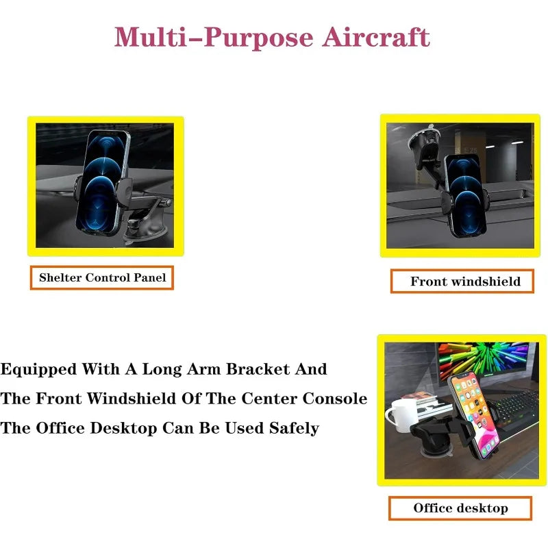 Car Phone Holder 360° Rotation Phone Holder for Car Quick Release Adjustable Car Phone Mount Dashboard for iPhone Samsung Xiaomi