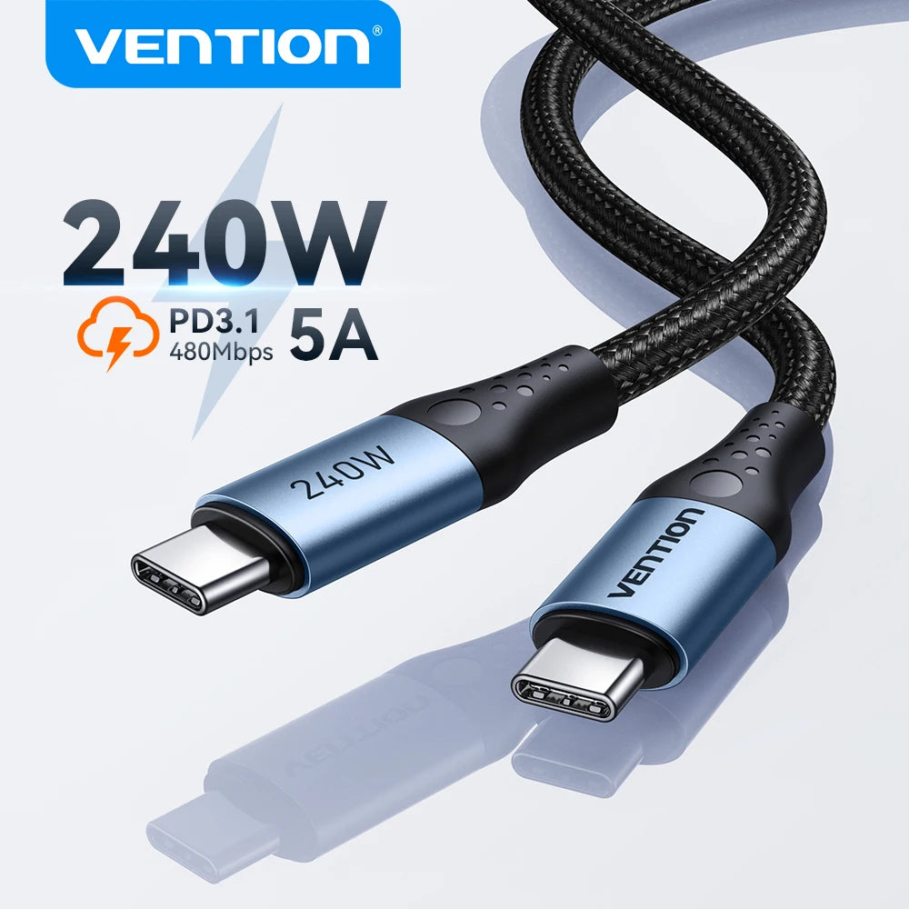 Vention 240W USB C Cable Type C Cable USB C to USB C PD3.1 Fast Charging Cord for iPhone 17 16 15 Samsung S24 Huawei Mate 80 Pro