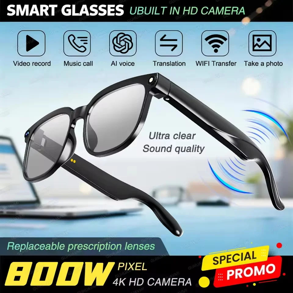 2026New 800W Pixel Camera AI Glasses Smart Translation Photo Video Recording Glasses Waterproof Call 32GB Storage Sunglasses Men