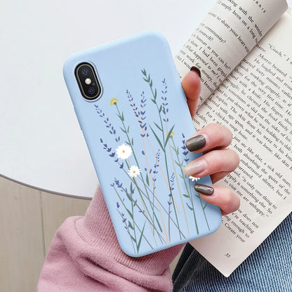 Flowers Funda For Phone Case iPhone X XS MAX XR Capa Soft Silicone Cute Cat Bear Back Cover For iPhone XR Bumper Women Anti-Fall