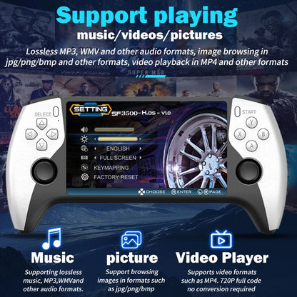 SF3500 Retro Handheld Video Game Console Linux System 5.0 Inch 854*480 IPS Screen 3000mAh Portable Pocket Video Games Player