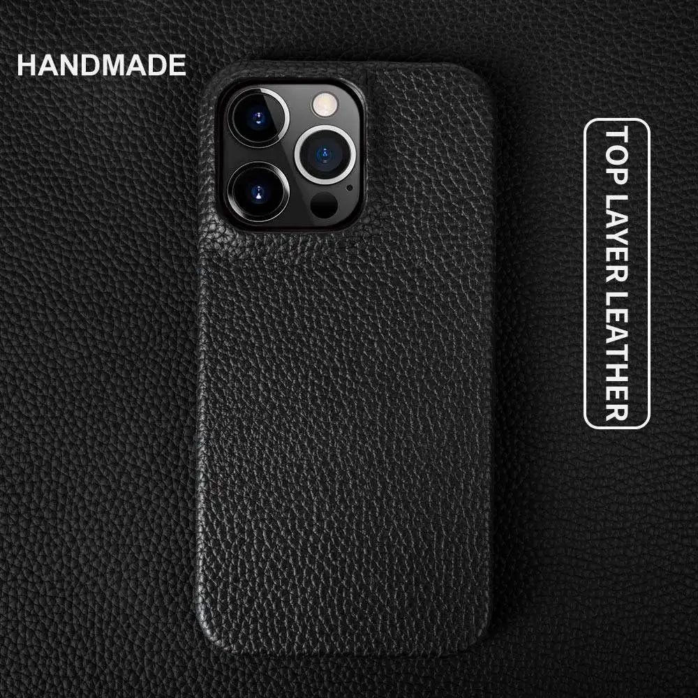 For Iphone 14 Pro Max Case Luxury Genuine Leather Cover Business Phone Cases Back Cover for Iphone 13 18Pro 15 12 XR XSMax Coque