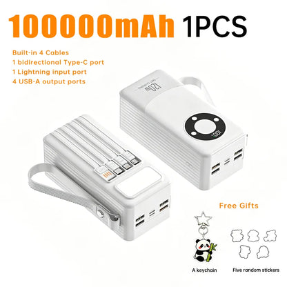 Oloey 2026 100000mAh Power Bank, 120W Super Fast Charging, Large Capacity, Built-in 4 Cables, Portable External Battery Charger