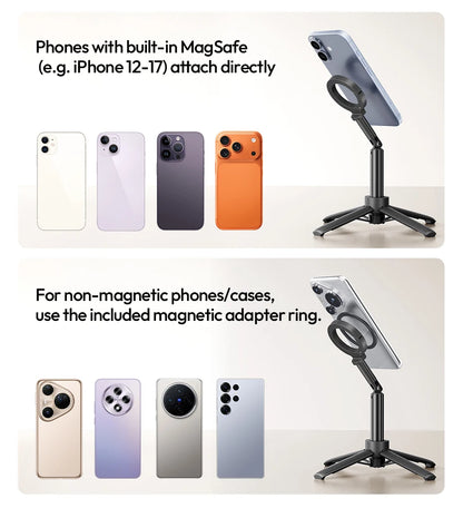 Ulanzi MT71 Magnetic Mini Selfie Stick Telescoping Pole Phone Handle Desktop Tripod for iPhone 17 16 15 14 Android for Travel