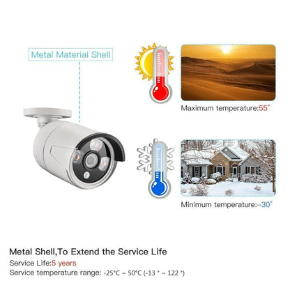 AZISHN 2.8mm Wide Angle 8MP 4K IP Camera Outdoor Face Detect Audio H.265 Bullet CCTV Home 5MP 4MP POE Human AI Security Camera
