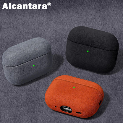 100% ALCANTARA Leather Case for AirPods 5 Pro 3 Pro3 Luxury Suede Leather Cases for AirPod 5 4 Pro 3 2 Headset Turn fur Cover