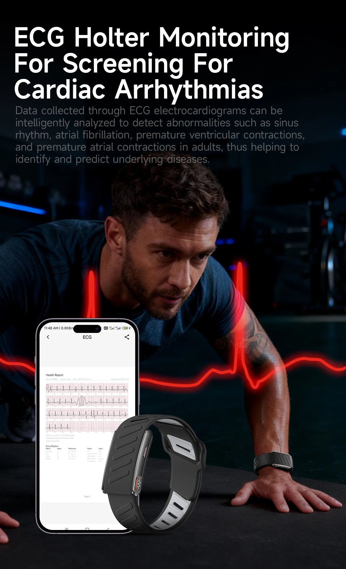 2026 New Nursing Grade Smart Bracelet VWAR MG SpO2 Blood Lipid Uric Acid ECG+PPG Waterproof NO Screen Band Sport Fitness Tracker
