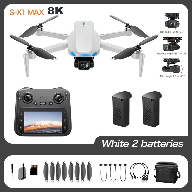 Original S-X1 GPS Drone 8K HD Professional Camera Three-axis Gimbal WIFI Obstacle Avoidance Quadcopter Brushless Toy Gift