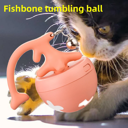 Smart Cat Toys Automatic Rolling Ball Rechargeable Electric Pet Interactive Toy Cat Training Imitate Fish Bones