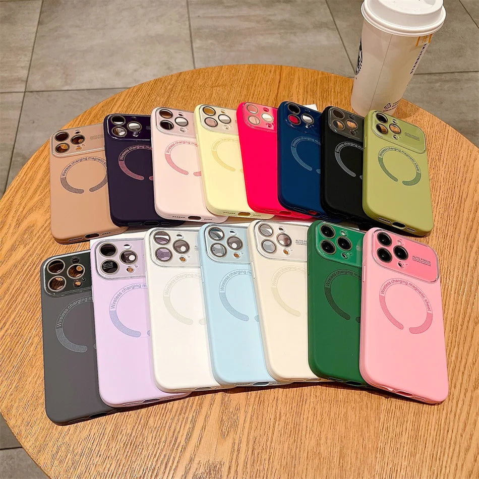 Large Window Autofocus Liquid Silicone For Magsafe Magnetic Case For iPhone 16 15 Plus 14 13 12 11 Pro Max Lens Shockproof Cover