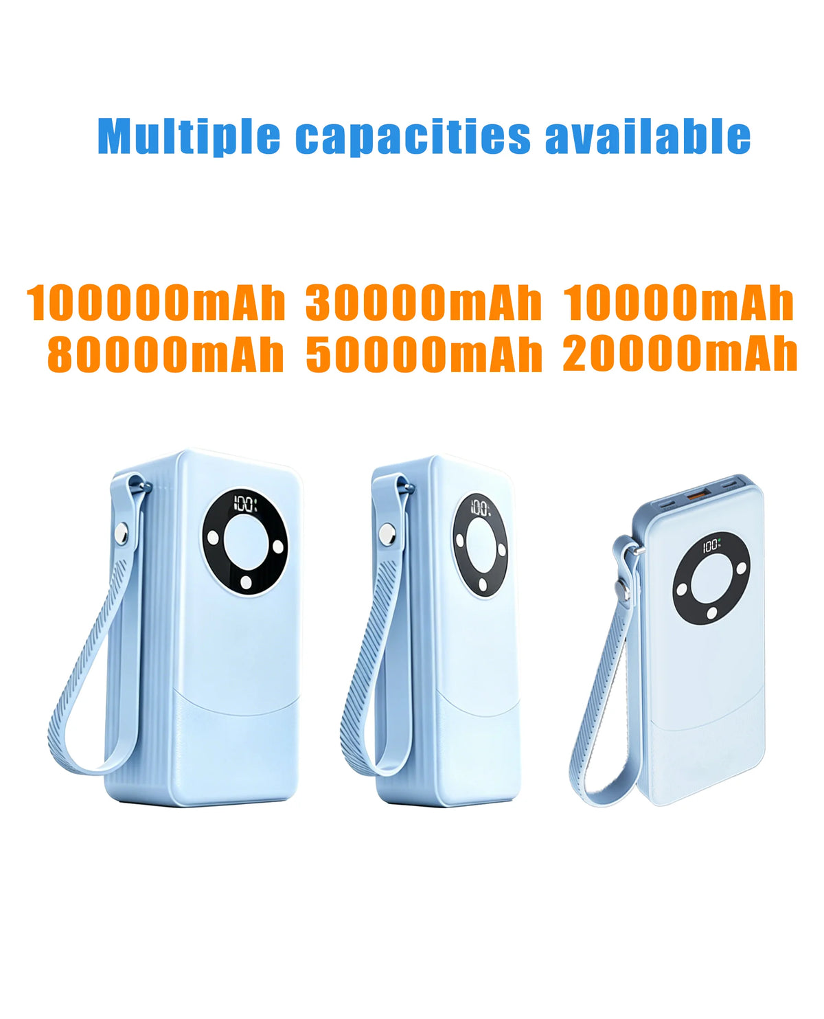 Oloey 2026 100000mAh Power Bank, 120W Super Fast Charging, Large Capacity, Built-in 4 Cables, Portable External Battery Charger