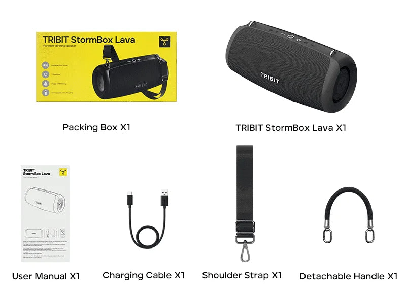 Tribit StormBox Lava 80W Bluetooth Speaker Portable Wireless Speaker IP67 24H Playtime Deep Bass XBass TWS Pairing Outdoor Party