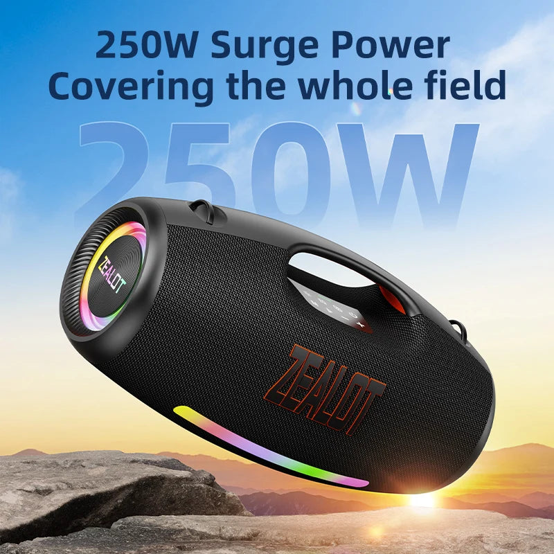 ZEALOT S89 Wireless Speaker 250W Portable Outdoor with RGB Color Lights Long 48000mAh Battery up to 8 Hours Playtime