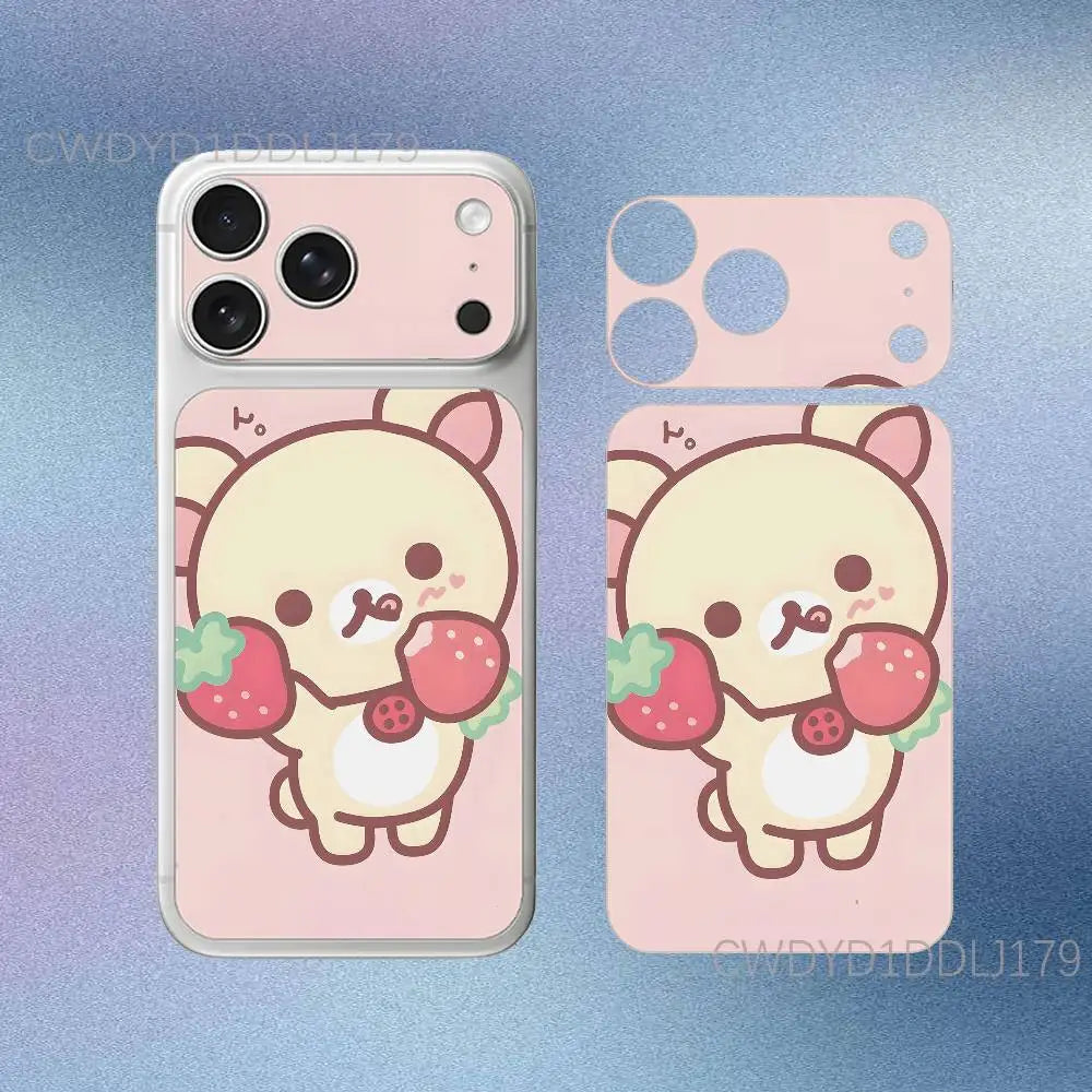 Cute R-Rilakkuma Bear For iPhone 17 Pro 17 Pro Max Full Body Back Cover Decal Skin 3D Colorful Rear Protective Sticker Film