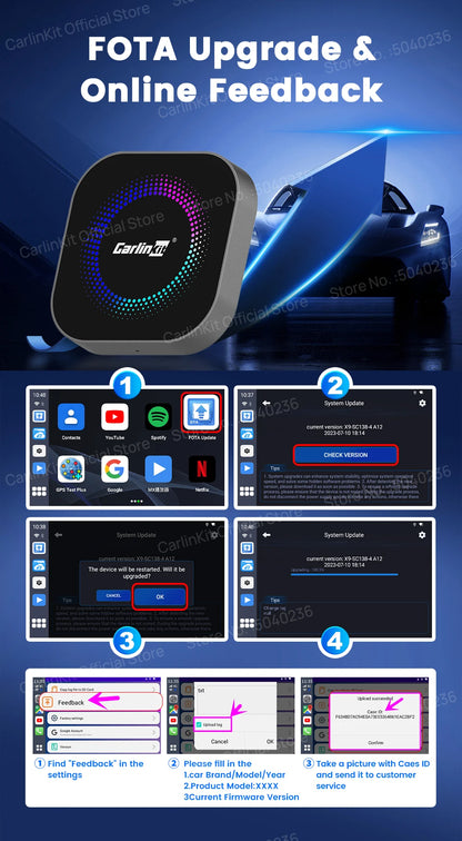 CarlinKit TV Box S2F Android 13 CarPlay Ai Box SM6225 8 Cores Wireless CarPlay Android Auto Video Streaming Box 4G LTE &WiFi GPS