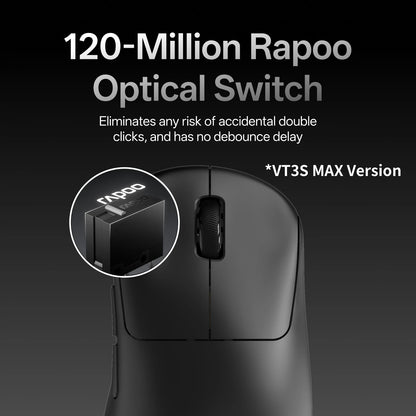 Rapoo VT3S MAX / VT3S Wireless Gaming Mouse 30K/26K DPI True 8K Wireless Polling Rate 49g Lightweight Up to 750 Hour Battery 8 Programmable Buttons On-Board Memory Esports Laptop Gaming Mice Compatible with Windows Mac