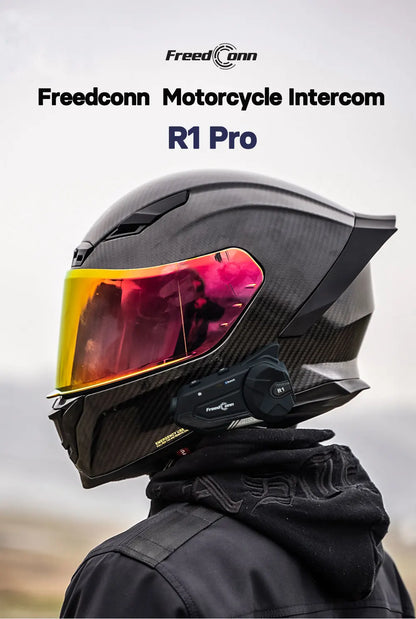 Motorcycle Intercom Helmet Bluetooth Headset Group Speaker Headphone WiFi App Freedconn R1Pro Motorbike Dash Cam Moto Auto Dvr