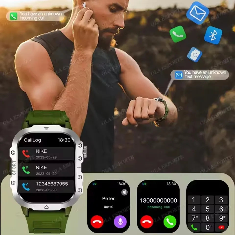 2026 New Rugged Military GPS Smart Watch Men Bluetooth Call Health Monitoring Sports 5ATM Waterproof Smartwatches Man Pk HT30