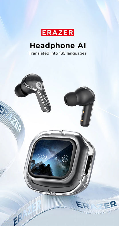 Low Latency Earphones ERAZER XP16 Wireless Earbuds AI Translation High-definition LCD Display For Music Sports Gaming Office