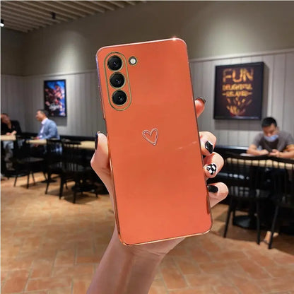 S 24 Love Heart Plating Phone Phone Case On For Samsung Galaxy S24 Plus S24 Ultra S24+ S24Plus S24Ultra 5G Luxury Back Cover
