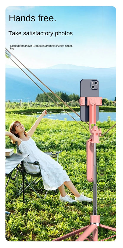 Roreta New 1.7M 360° Rotation Tripod for Smartphone Camera, Phone Holder with Bluetooth Shutter, Wireless Selfie Stick Brackets