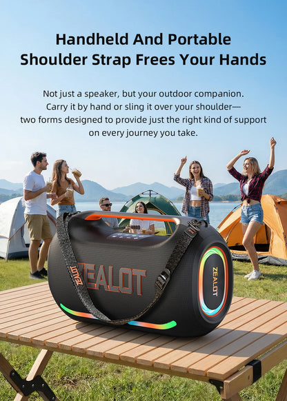 ZEALOT ZE41 250W Bluetooth Subwoofer | 48000mAh Long-Lasting Battery, RGB Lights, OTG Recording, Smart APP Control