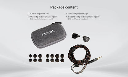 KEFINE Klanar 14.5mm Planar Magnetic Driver Hifi Wired IEM Earphones with CNC Metal  Housing & Detachable 0.78 2pin 3.5mm Cable
